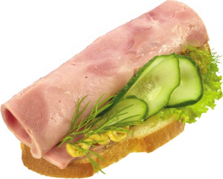切片面包上的午餐肉卷和黄瓜美味西餐588481png图片素材