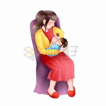 卡通妈妈正在喂奶全国母乳喂养宣传日621854png图片素材