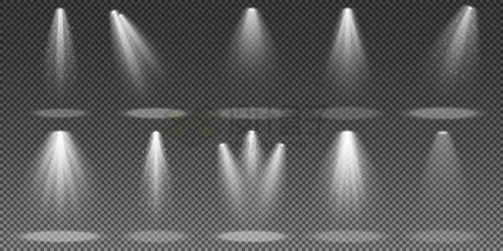 10款不同光柱的舞台灯光聚光灯照射效果png图片免抠矢量素材