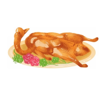 彩绘风格北京烤鸭png图片免抠素材