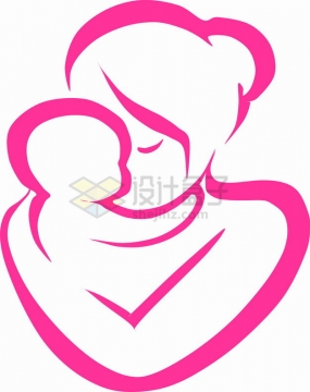 玫红色线条全国母乳喂养宣传日标志4319542png图片素材