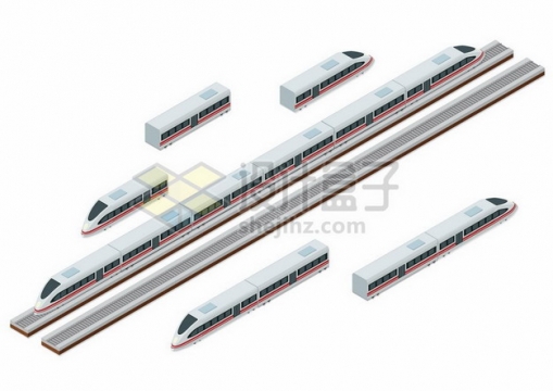 2.5D风格高铁车厢列车和铁轨626685png图片素材