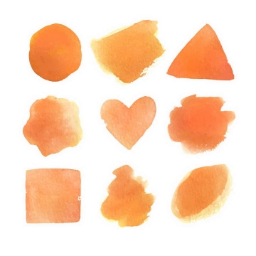 橙色橘色的水彩画风格涂鸦图片免抠素材