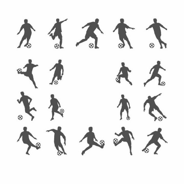 18款踢足球的运动员球员剪影png图片免抠矢量素材