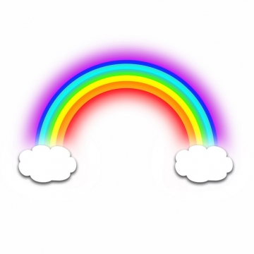 卡通白云和发光的七彩虹图案866365png图片素材