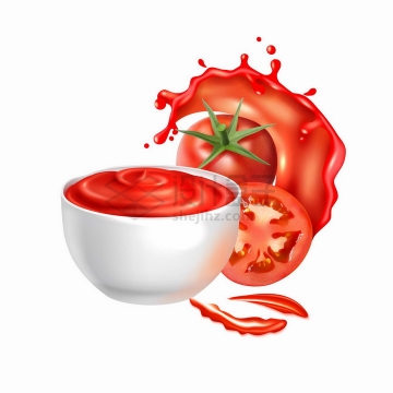 逼真的新鲜西红柿和番茄汁美味美食png图片免抠矢量素材