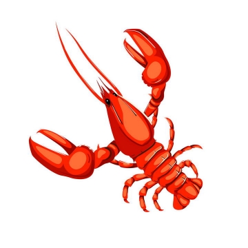 手绘风格张牙舞爪的红色小龙虾小动物图片免抠素材