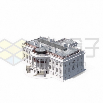 3D立体风格美国白宫建筑前门png图片素材