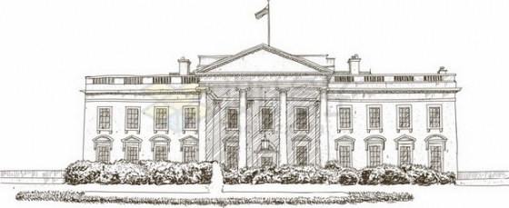 素描手绘风格美国白宫png图片素材