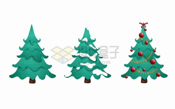 3款绿色的圣诞树雪松树png图片素材