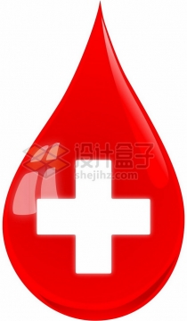 红色的液滴血液一滴血中间的医院十字标志png图片素材