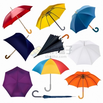 10把雨伞遮阳伞不同的风格和颜色png图片素材