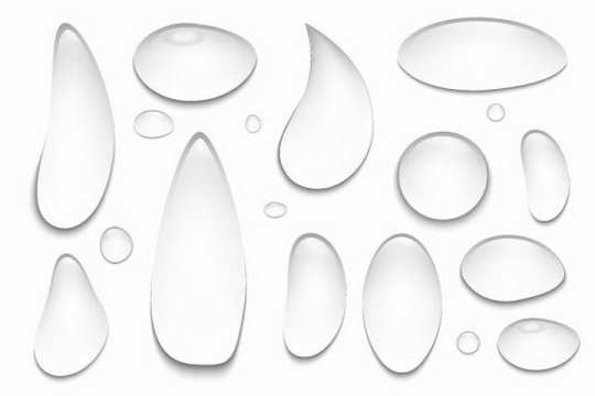 各种形状的透明水滴效果图免抠png图片矢量图素材