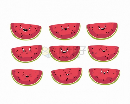 9款卡通西瓜美味水果表情包png图片素材