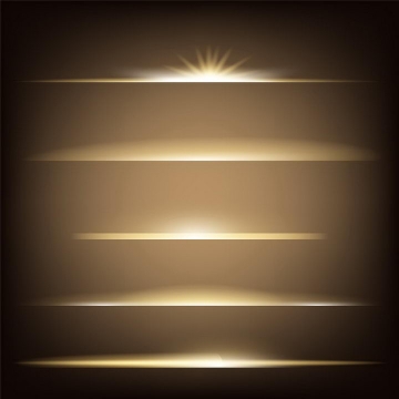 5种不同形状的金色发光装饰免抠png图片矢量图素材