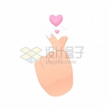 大拇指食指单手比心手势和红心图案手绘插画263870矢量图片免抠素材