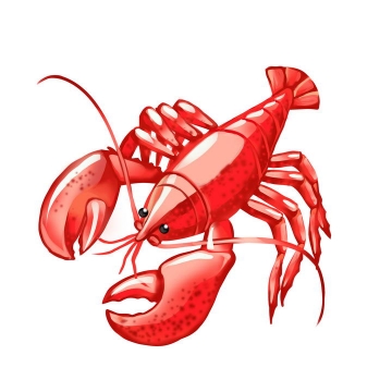 手绘风格红色的龙虾美食图片免抠素材