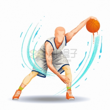 彩色气流篮球运动员运球png图片素材