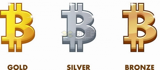 金色银色和铜色的比特币虚拟货币符号png图片免抠矢量素材
