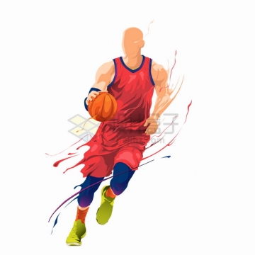 彩色气流篮球运动员打篮球png图片素材