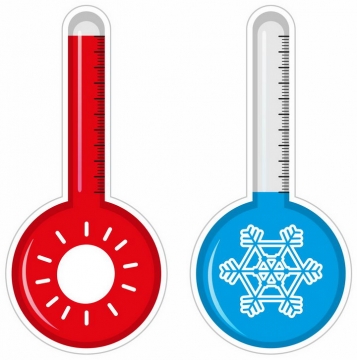 象征了高温和低温的两个温度计png图片免抠矢量素材