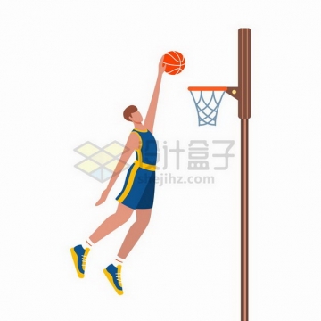 篮球运动员投篮扣篮体育运动扁平插画png图片免抠矢量素材