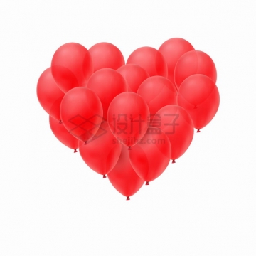 很多红色气球组成了心形图案png图片素材