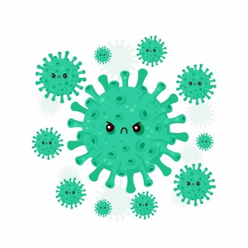 绿色的卡通新型冠状病毒png图片免抠矢量素材