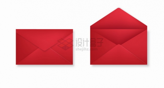 红色的信封打开和封装好的状态png图片素材