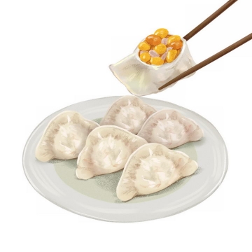 筷子夹起的一盘饺子水饺png图片免抠素材