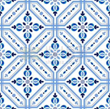 蓝色青花瓷花纹图案贴图191873png矢量图片素材
