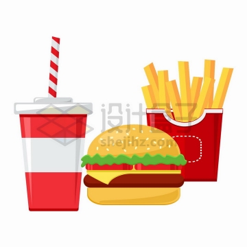 可乐汉堡包和薯条西餐快餐美味美食png图片免抠矢量素材