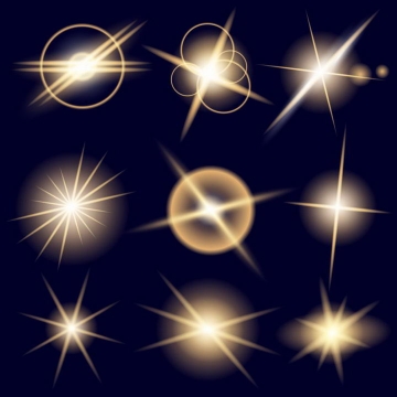 9种不同风格的光晕星光效果图免抠png图片矢量图素材