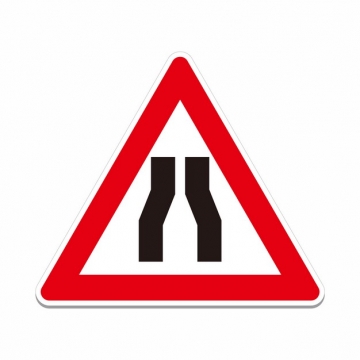 两侧变窄交通警告标志三角牌png图片素材856746