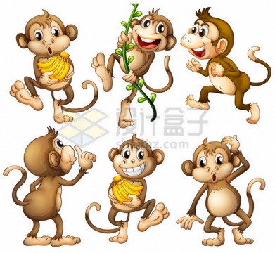 6款可爱卡通猴子724526png矢量图片素材