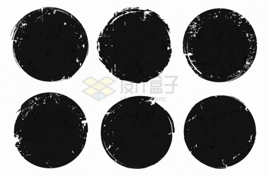 6款黑色墨水斑驳涂鸦圆圈背景框png图片素材