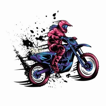 越野摩托车飞溅的泥点卡通漫画插画png图片素材