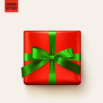 绿色蝴蝶结包装的红色礼物盒图片免抠素材