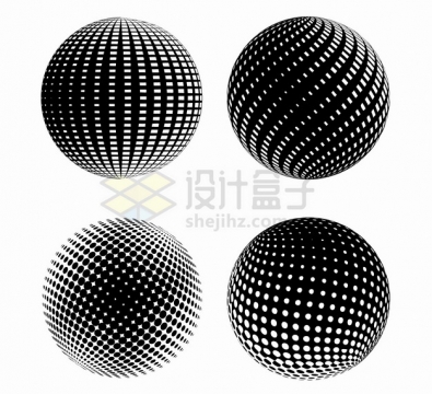 4款黑色圆点组成的抽象圆球图案5657989png图片素材