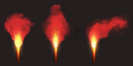 发出红色光芒和烟雾的燃烧棒png图片免抠矢量素材