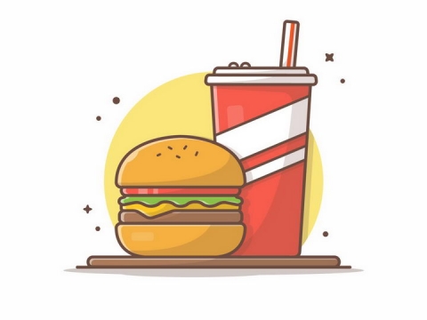 MBE风格卡通可乐汉堡美食png图片免抠矢量素材