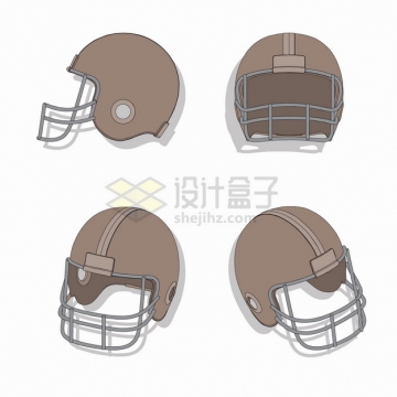 4个不同角度的橄榄球头盔png图片素材