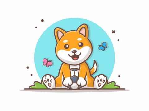 MBE风格玩足球的可爱卡通柴犬狗狗png图片免抠矢量素材