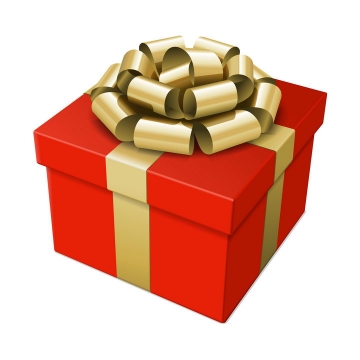 红色礼物盒和金色包装带系成的蝴蝶结图片免抠素材