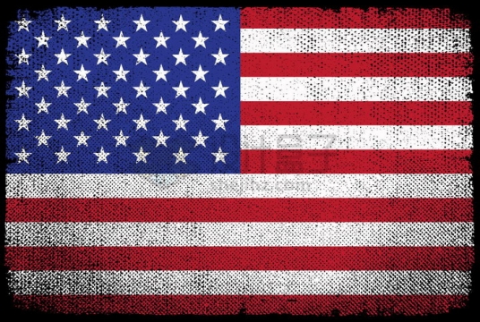 斑驳旧布纹理的美国国旗星条旗png图片免抠矢量素材