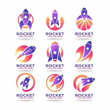9款紫色红色的小火箭logo设计方案png图片免抠矢量素材
