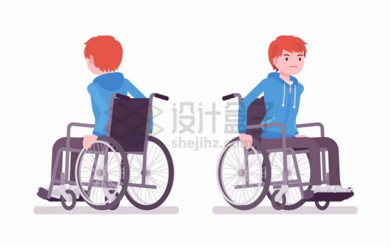 男孩坐轮椅医疗插画png图片免抠矢量素材