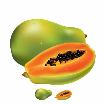 切开的木瓜美味水果横切面png图片免抠矢量素材
