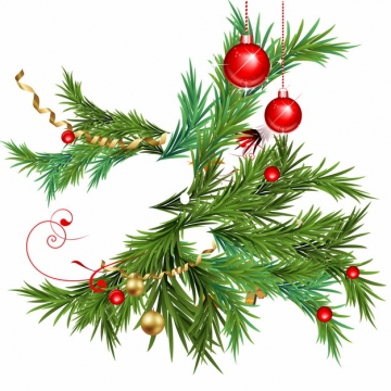 圣诞节彩色圣诞球挂饰和松针树叶849654矢量图片素材