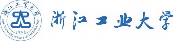 横版蓝色浙江工业大学校徽LOGO图案图片免抠素材